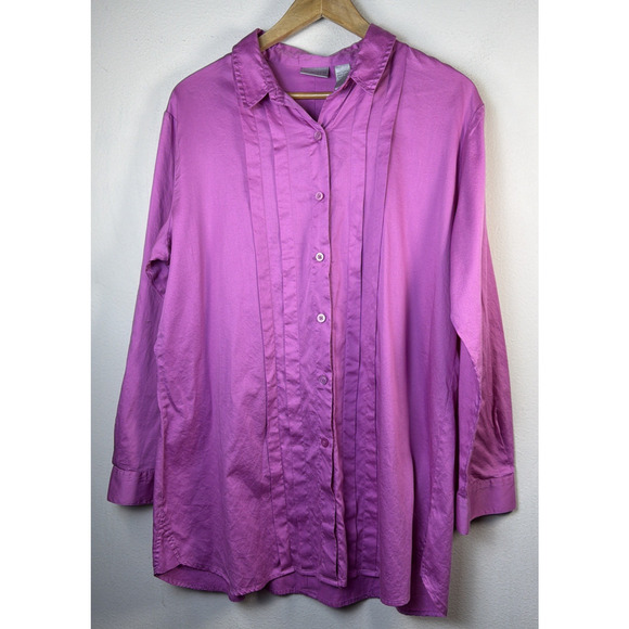 Chico's XL pink Button Up Shirt career business casual western farmhouse classic - Picture 2 of 11